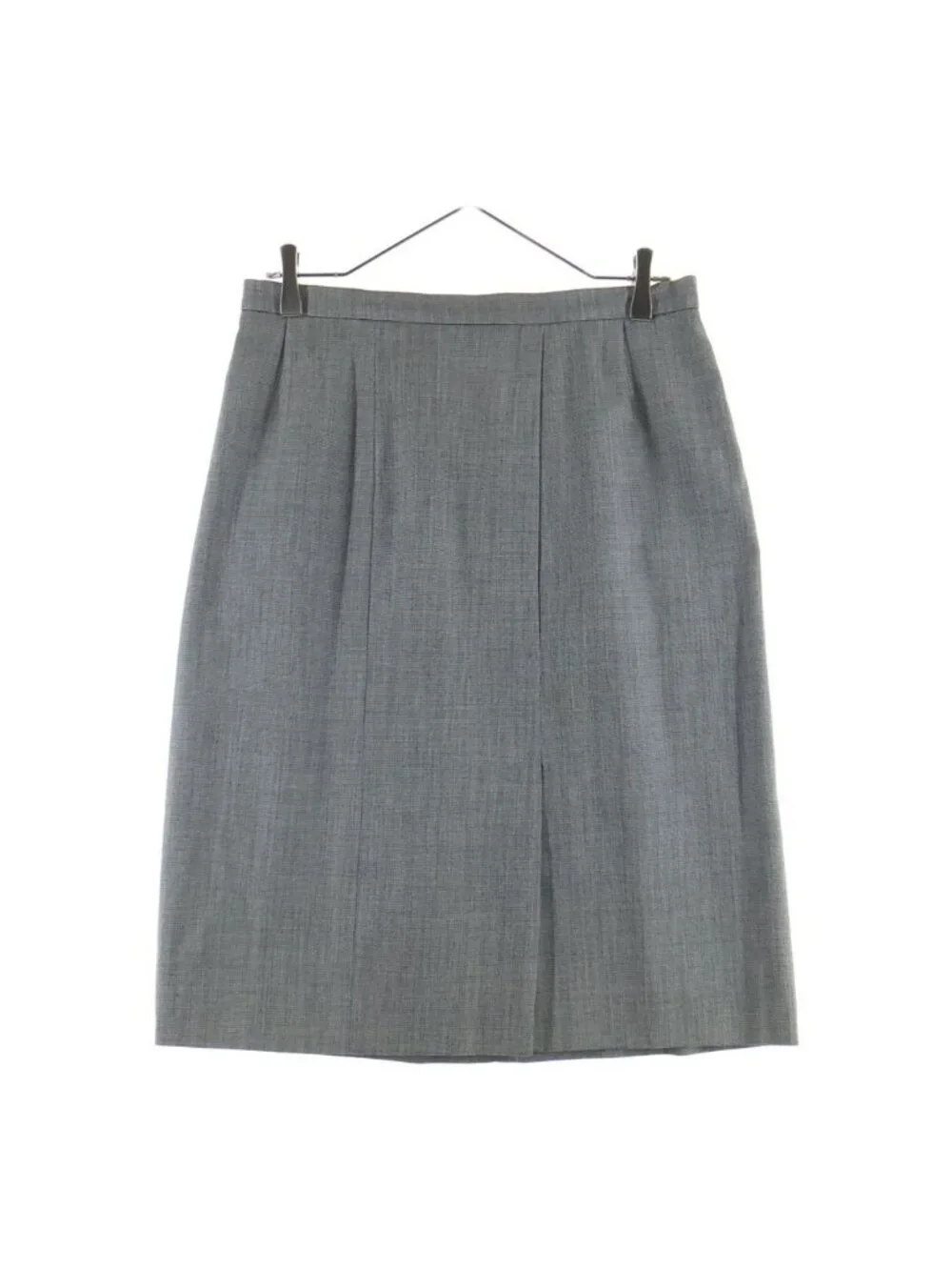 Chanel Tight Skirt Tweed Houndstooth Pattern Linen Gray